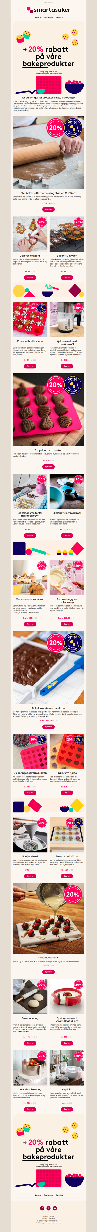 20 % rabatt på alle bakeutstyr 🍪