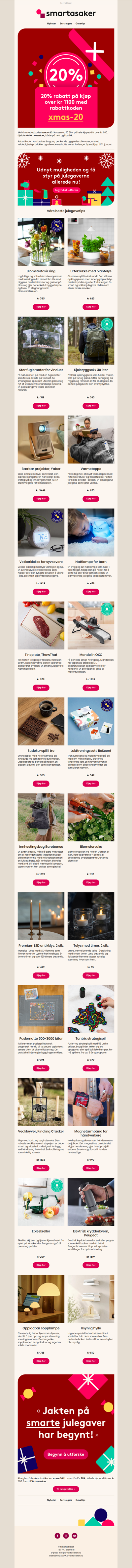 20% på ditt kjøp – gjør julehandelen i god tid! ✨🎁