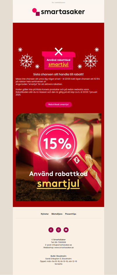 En julklapp till dig - 15 % på smarta favoriter