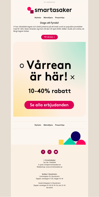 Upp till 40% rabatt i vår stora vårrea! ✨
