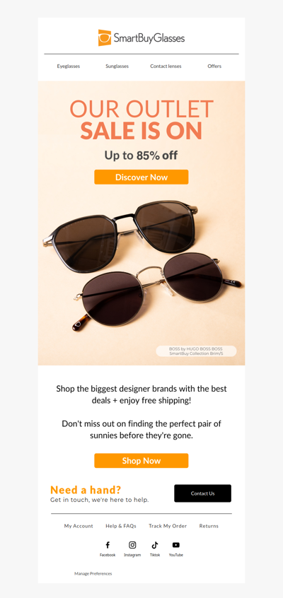 Outlet sale: up to 85% off eyewear