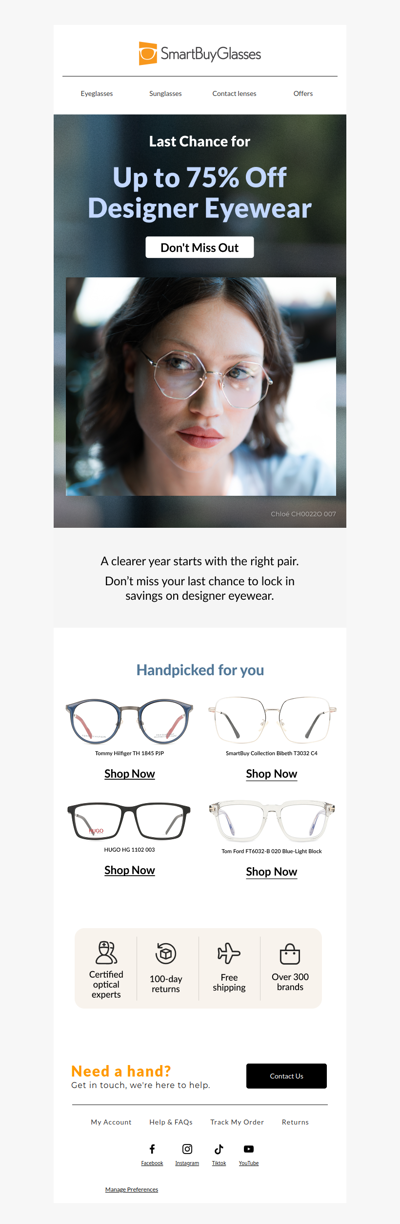 Designer Eyeglasses Up to 75% Off