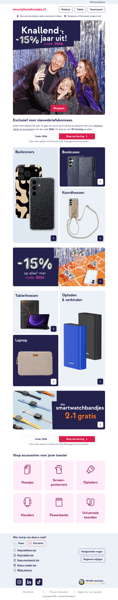 Exclusief voor nieuwsbriefabonnees: 15% korting op alles!