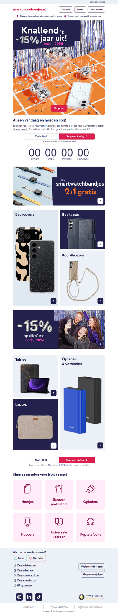 Laatste kans: 15% korting op alles 🎆