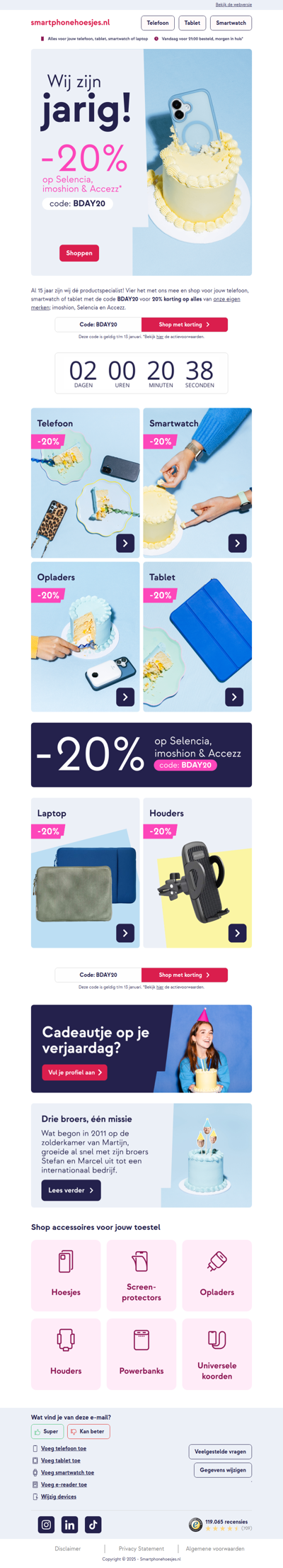 Shop met 20% korting en vier met ons mee!