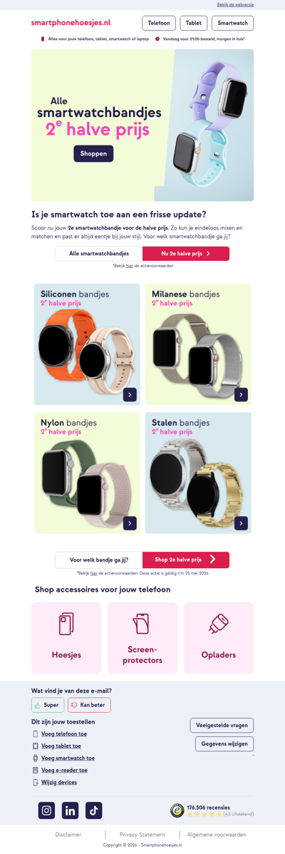 2e smartwatchbandje halve prijs ⌚