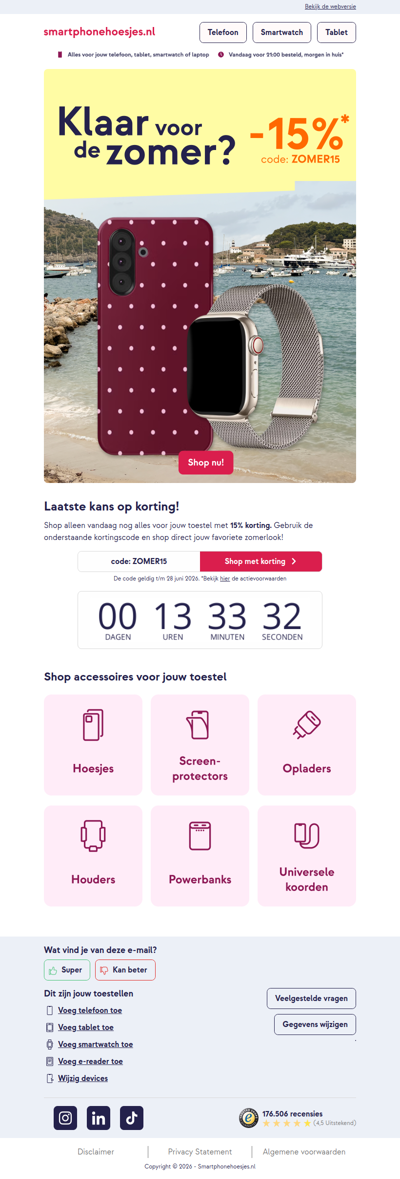 Laatste kans: nog één dag 15% korting 😎