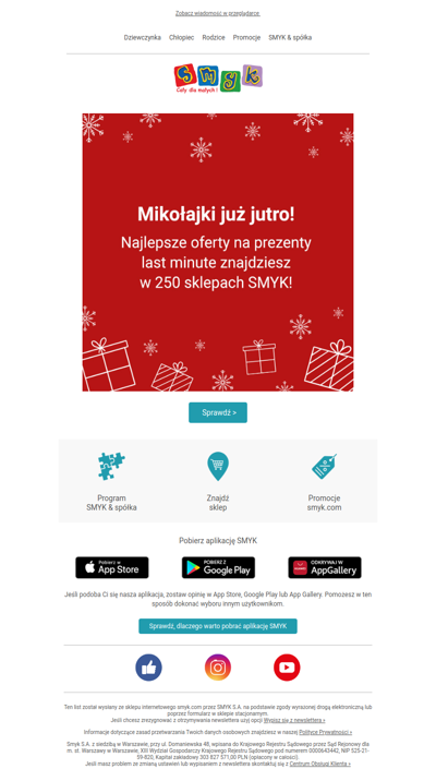 🎅Upominki na Mikołajki jeszcze nie gotowe? Odwiedź sklepy SMYK >>