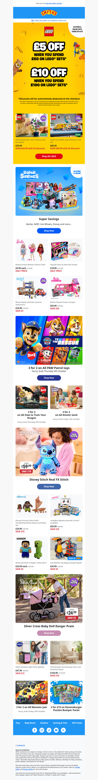 Get £5 off £50 and £10 off £100 spent on all LEGO sets!