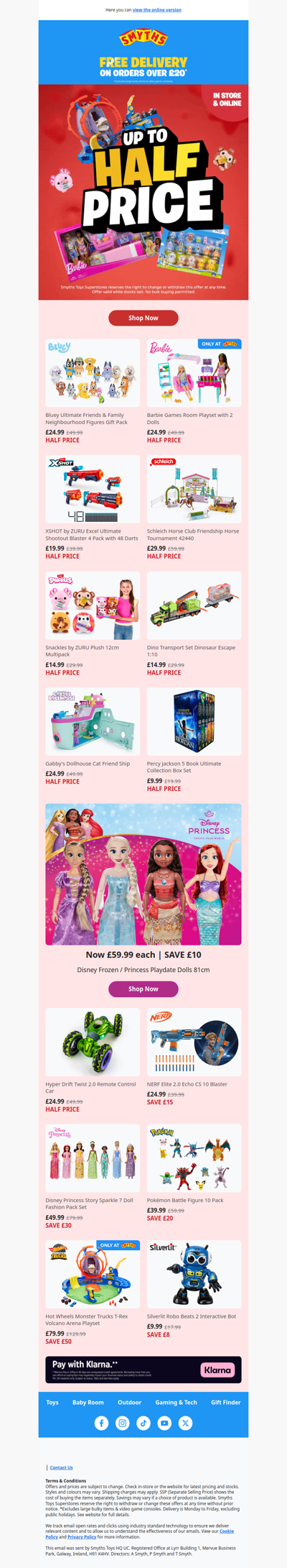 Up to HALF PRICE on selected Toys!