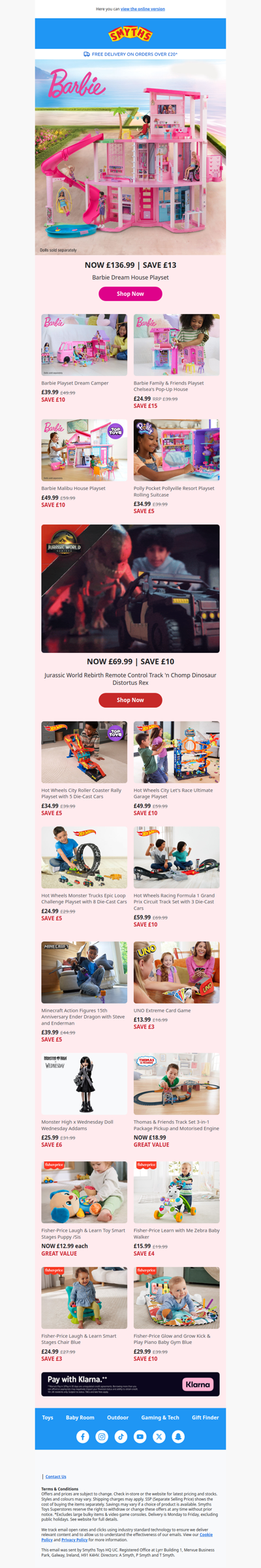 SAVE now on your favourite toys from Barbie, Hot Wheels, Fisher-Price and more!