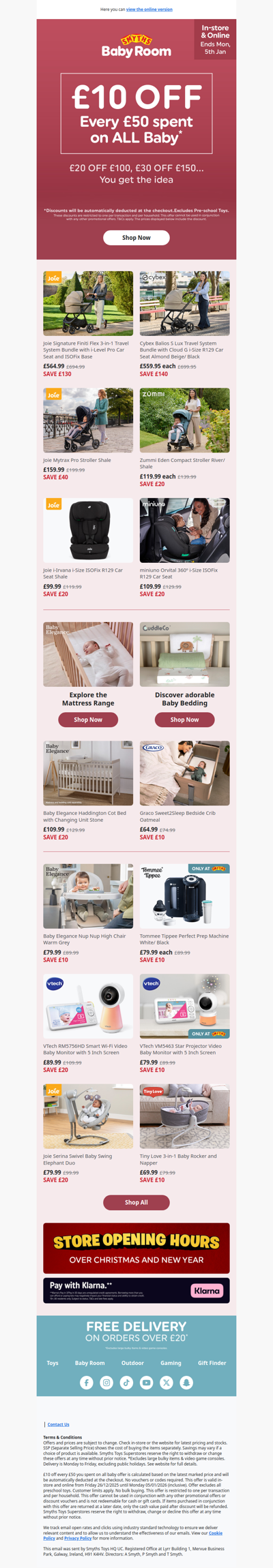 Get £10 OFF Every £50 spent on ALL Baby!