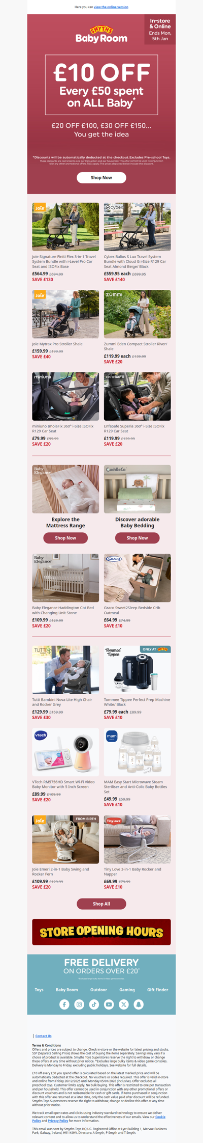 Hurry, Get £10 OFF Every £50 spent on ALL Baby!