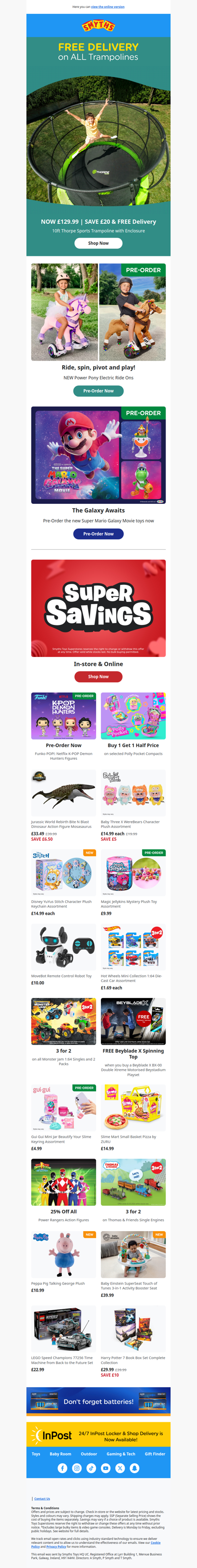 FREE Delivery on All Trampolines, Super Savings, and lots lots more awaits!