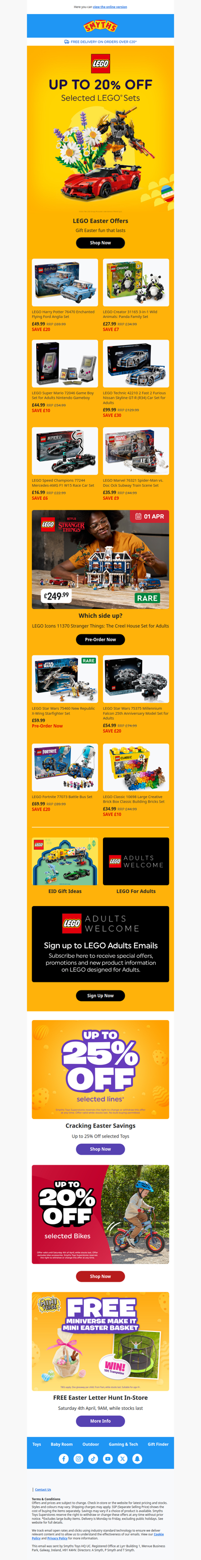 Up to 20% off selected LEGO Sets