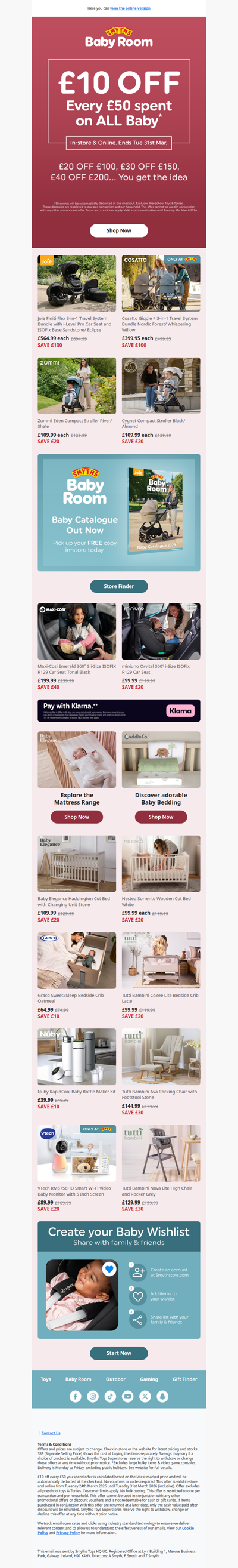 Don’t Miss Out! £10 OFF Every £50 spent on Baby