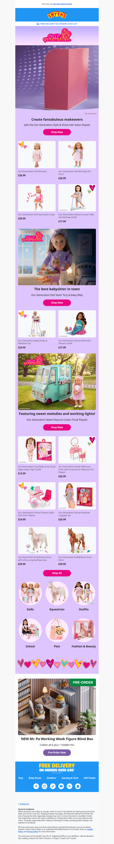 Create fantabulous makeovers with Our Generation dolls and playsets