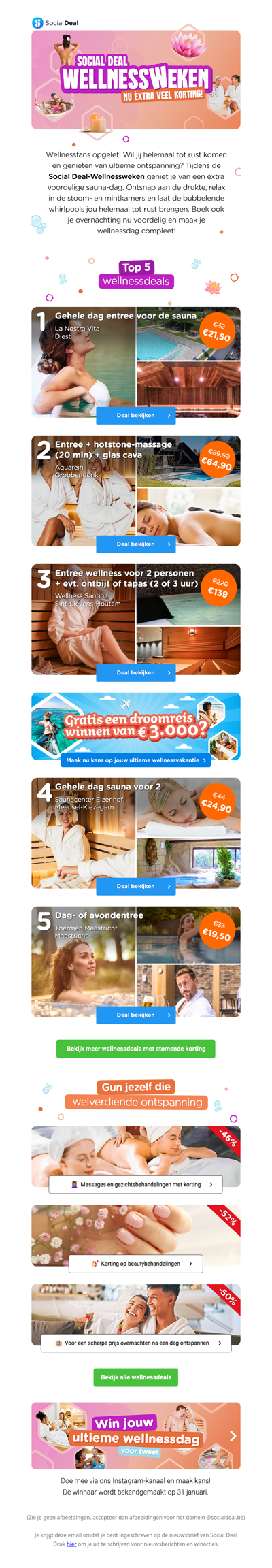 Social Deal-Wellnessweken: met stomende korting naar de wellness! 😍