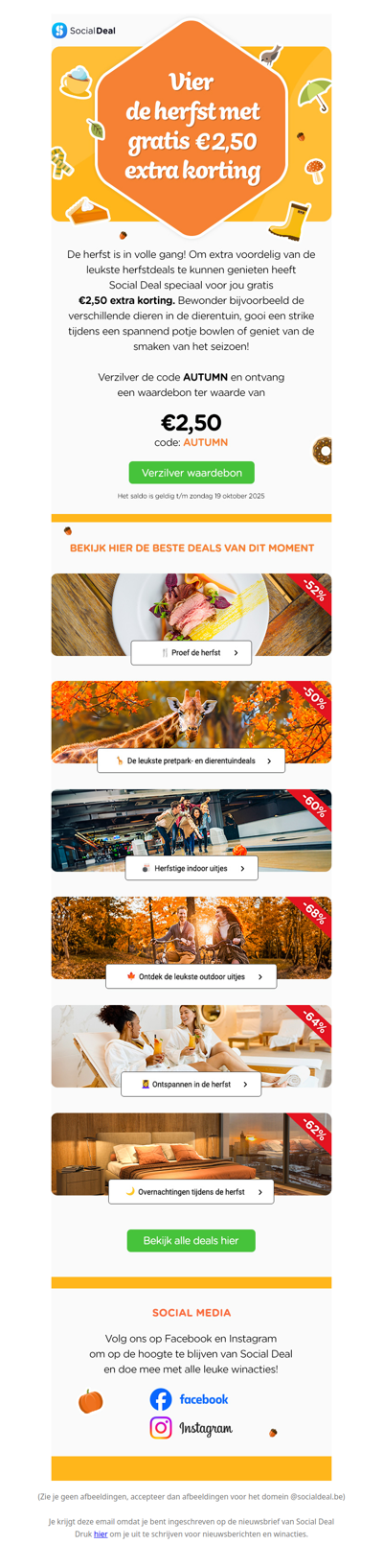 💰 Gratis €2,50 extra korting: geniet voordelig van de herfst 🍁