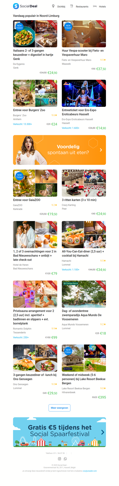 Italiaans 2- of 3-gangen keuzediner + digestief in hartje Genk | Huur Vespa-scooter bij Fiets- en Vespaverhuur Maro