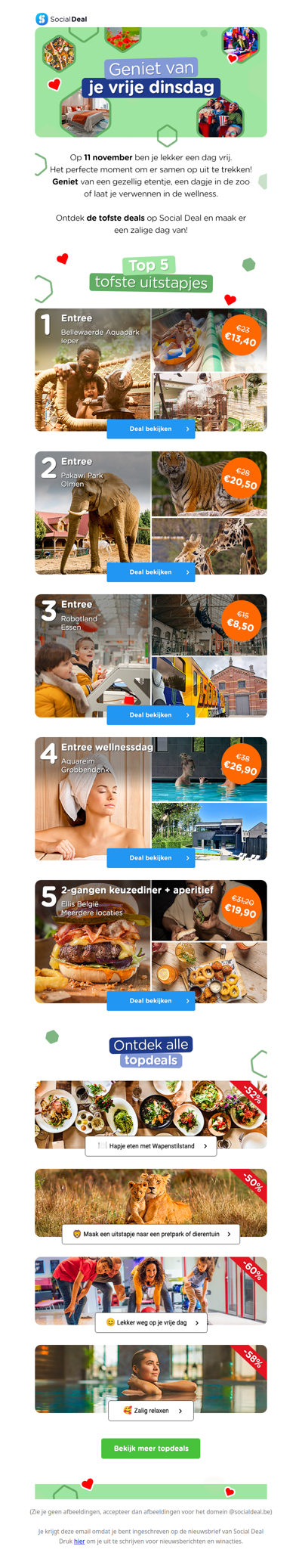 Extra dag vrij: ga dinsdag 11 november eropuit met de tofste deals! 💙🎢