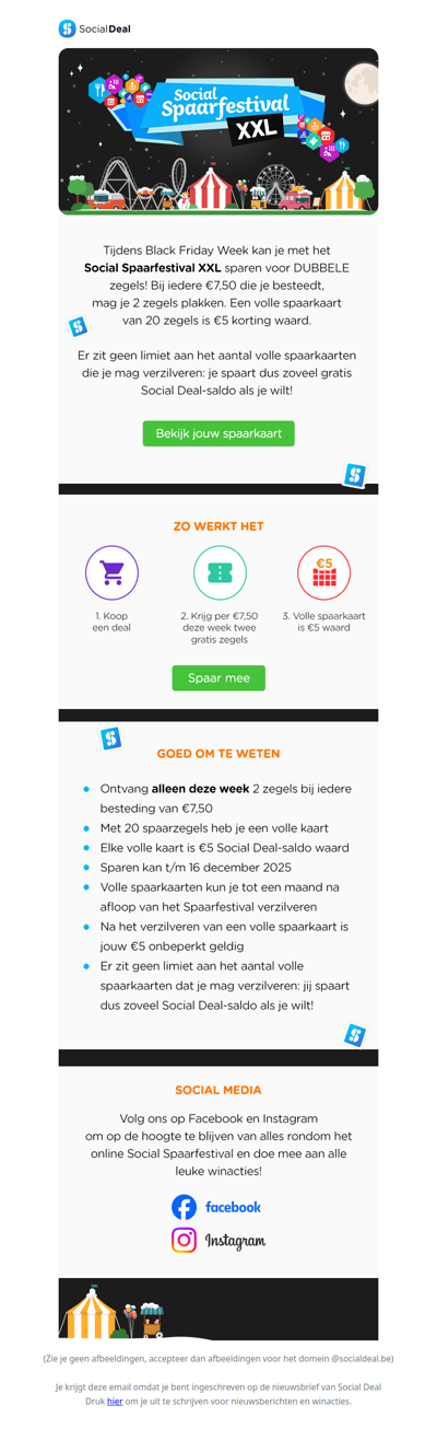 🎪 Spaarfestival XXL: Spaar dubbel zoveel zegels tijdens Black Friday Week! 🖤