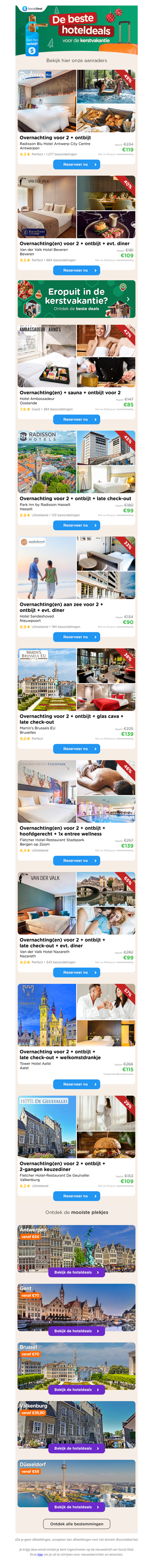 🏨🎅 Lastminute-overnachting tijdens de kerstvakantie? Bekijk alle voordelige hoteldeals! 🎄
