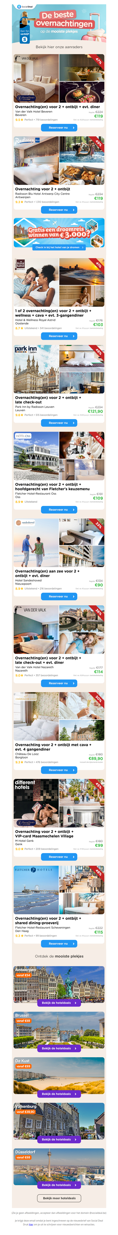 🏨❄️ Voordelig een nachtje weg tijdens de winter? Ontdek de beste hoteldeals op de mooiste plekjes.