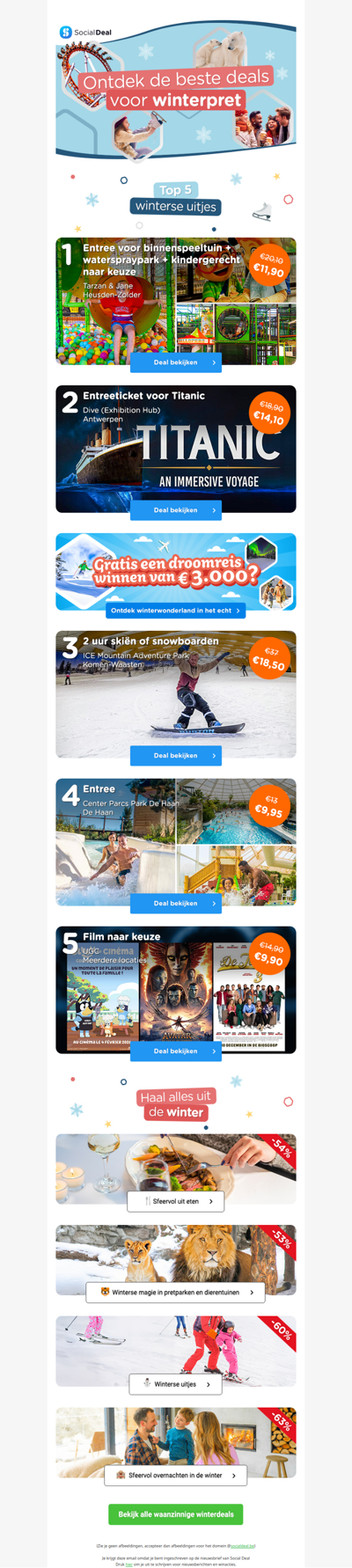 Geniet deze winter van kortingen tot 70% op winterse uitjes. Bekijk onze top 5. ⛄