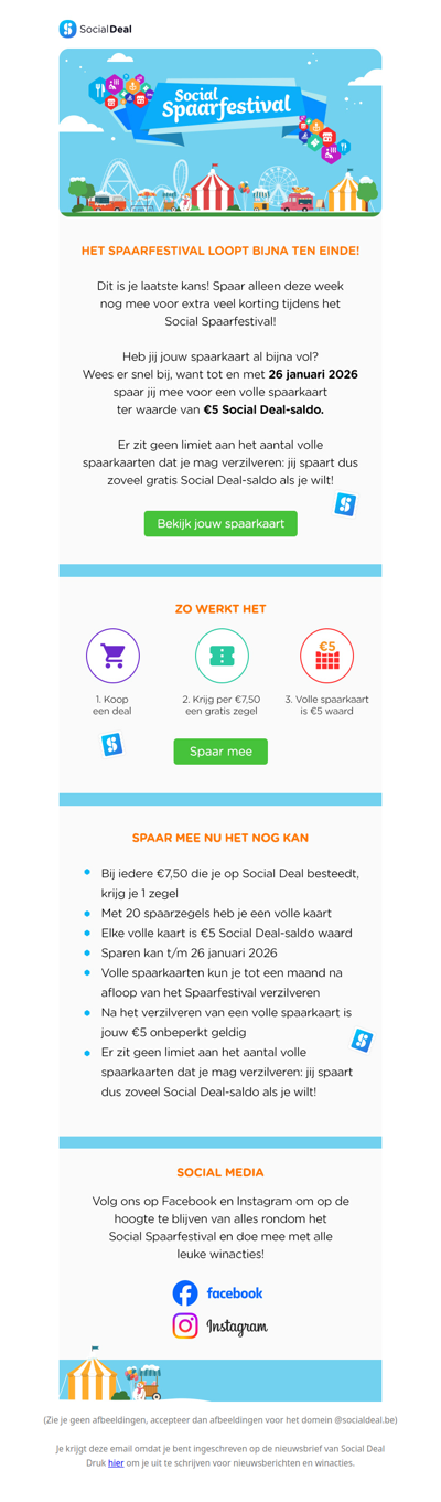 🎪 Het Social Spaarfestival loopt bijna ten einde! 🎈