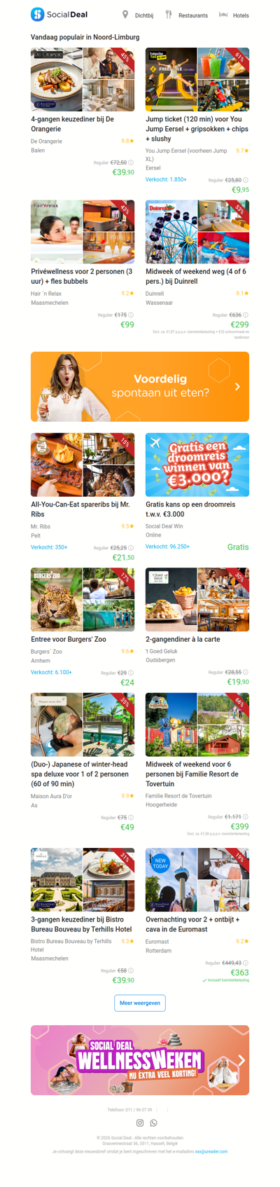 4-gangen keuzediner bij De Orangerie | Jump ticket (120 min) voor You Jump Eersel + gripsokken + chips + slushy