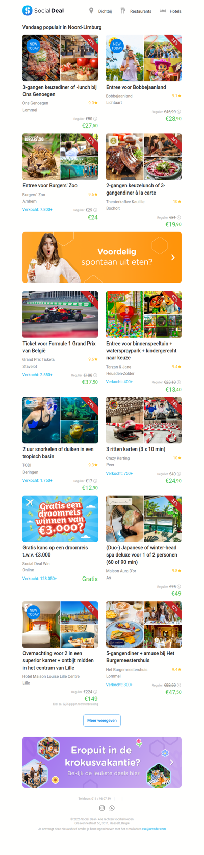 3-gangen keuzediner of -lunch bij Ons Genoegen | Entree voor Bobbejaanland