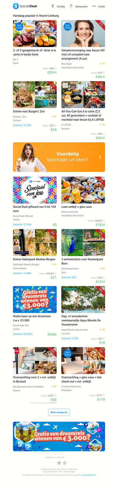 2- of 3-gangenlunch of -diner à la carte in hartje Genk | Gelaatsverzorging naar keuze (60 min) of compleet luxe arrangement (4 uur)