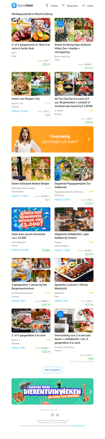 Entree tot Spring Days bij Brook Valley Zoo + drankje + versnapering | 2- of 3-gangenlunch of -diner à la carte in hartje Genk