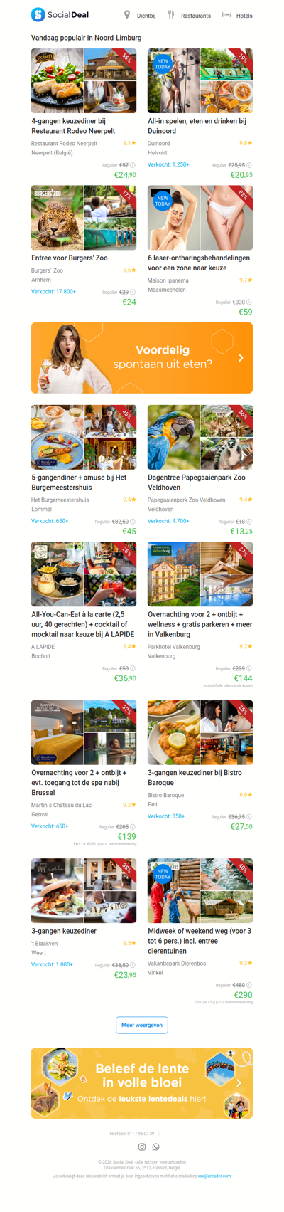 All-in spelen, eten en drinken bij Duinoord | 4-gangen keuzediner bij Restaurant Rodeo Neerpelt