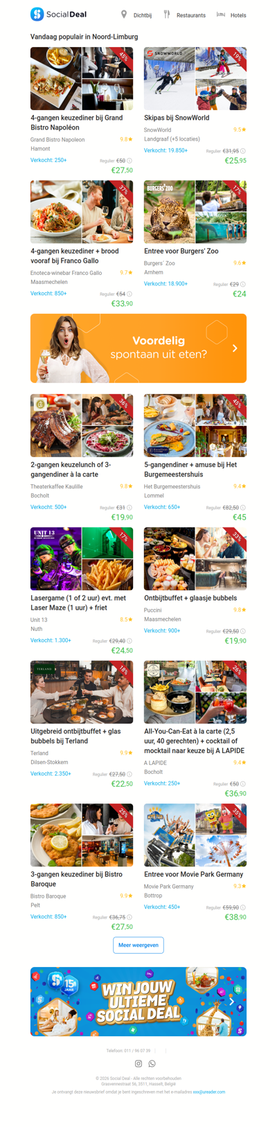 4-gangen keuzediner bij Grand Bistro Napoléon | Skipas bij SnowWorld