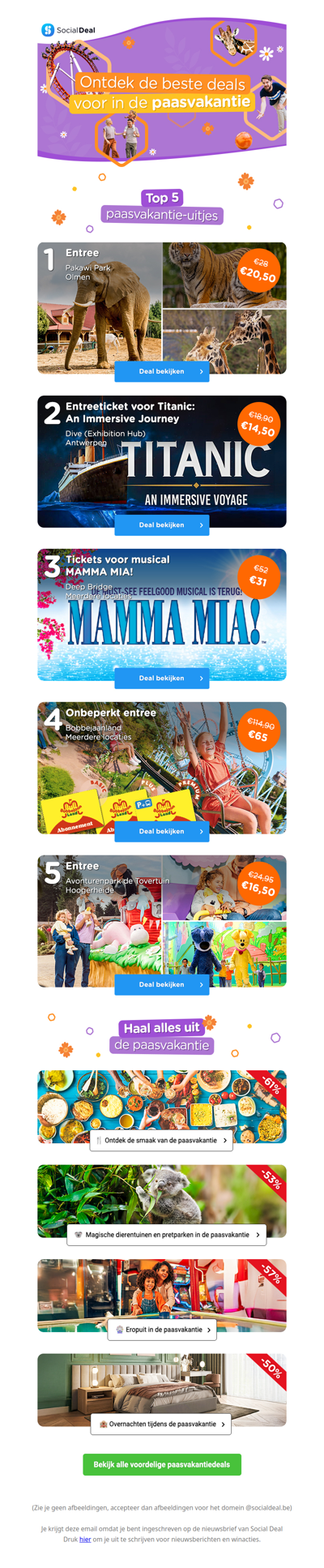 Op zoek naar inspiratie voor de paasvakantie? 🐣 Bekijk de beste deals en trek er voordelig op uit! 🎢😍
