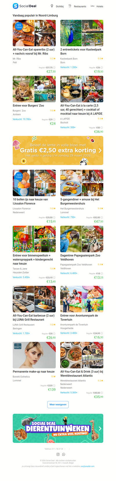 All-You-Can-Eat spareribs (2 uur) + nacho's vooraf bij Mr. Ribs | 2 entreetickets voor Kasteelpark Born