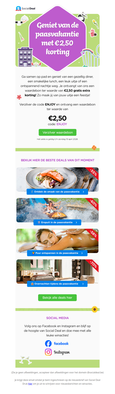 🤩 Gratis €2,50 extra korting: ga eropuit in de paasvakantie! 💜