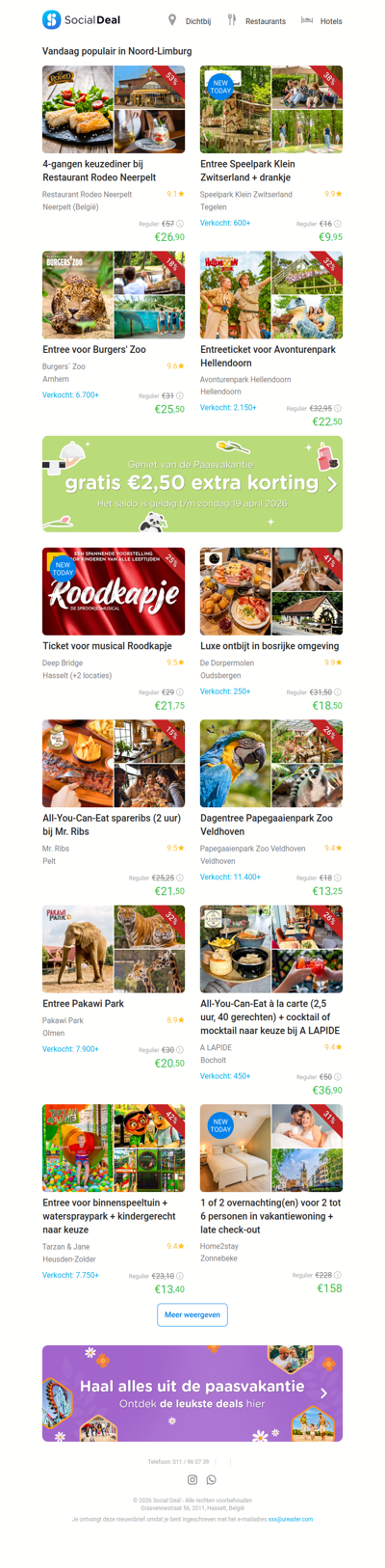 Entree Speelpark Klein Zwitserland + drankje | 4-gangen keuzediner bij Restaurant Rodeo Neerpelt