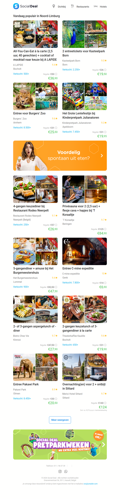 All-You-Can-Eat à la carte (2,5 uur, 40 gerechten) + cocktail of mocktail naar keuze bij A LAPIDE | 2 entreetickets voor Kasteelpark Born