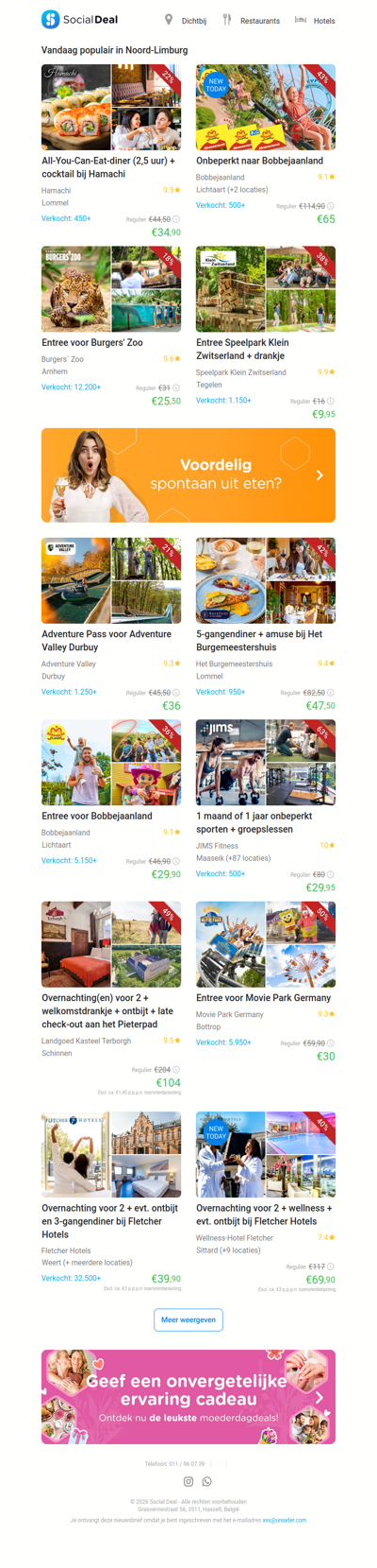 Onbeperkt naar Bobbejaanland | All-You-Can-Eat-diner (2,5 uur) + cocktail bij Hamachi