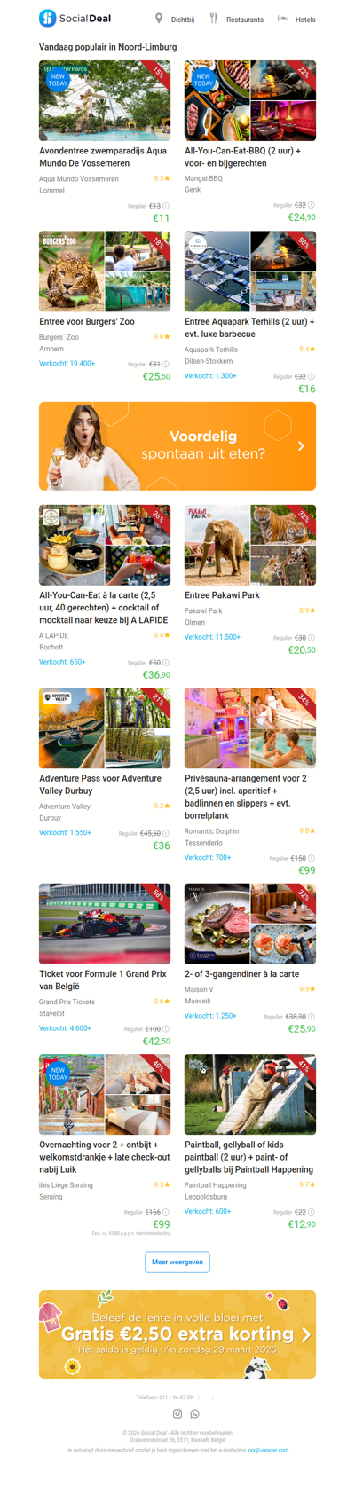 Avondentree zwemparadijs Aqua Mundo De Vossemeren | All-You-Can-Eat-BBQ (2 uur) + voor- en bijgerechten