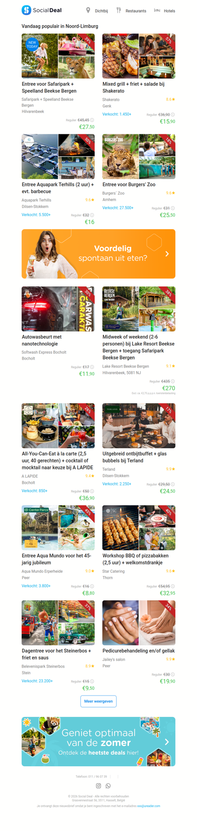 Entree voor Safaripark + Speelland Beekse Bergen | Mixed grill + friet + salade bij Shakerato