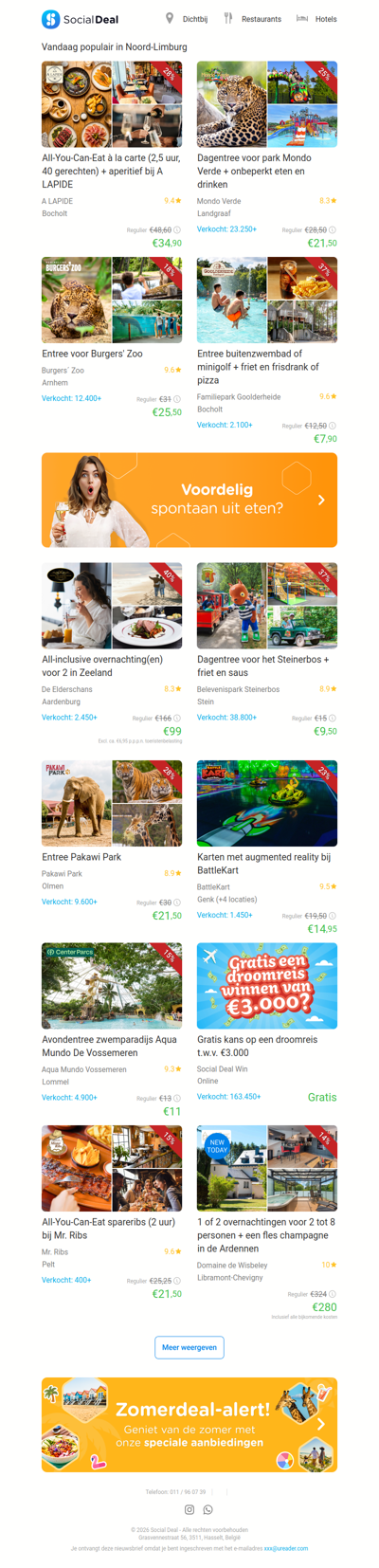 All-You-Can-Eat à la carte (2,5 uur, 40 gerechten) + aperitief bij A LAPIDE | Dagentree voor park Mondo Verde + onbeperkt eten en drinken