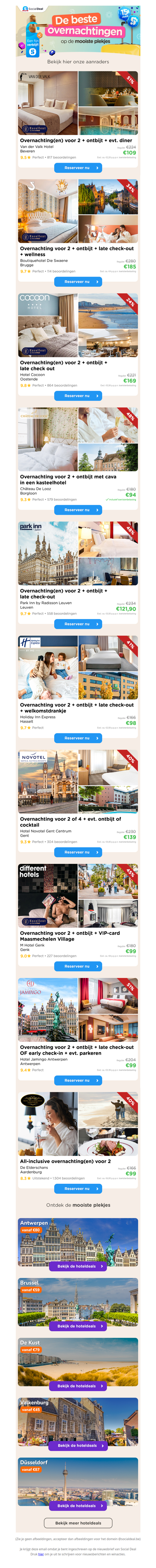 🏨 Tijdens de zomervakantie heerlijk een nachtje weg met 50% korting? Ontdek de beste hoteldeals op de mooiste plekjes. 😎