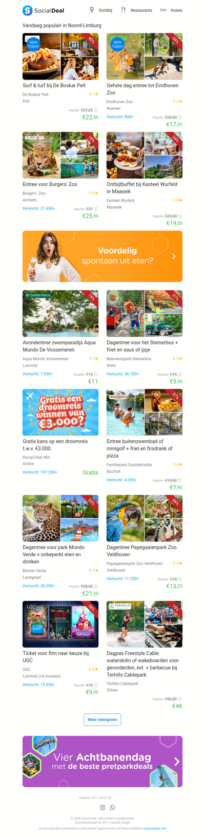 Surf & turf bij De Boskar Pelt | Gehele dag entree tot Eindhoven Zoo
