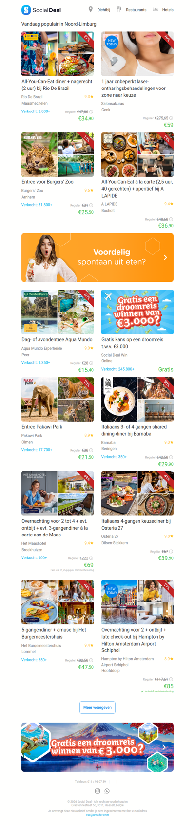 1 jaar onbeperkt laser-ontharingsbehandelingen voor zone naar keuze | All-You-Can-Eat diner + nagerecht (2 uur) bij Rio De Brazil