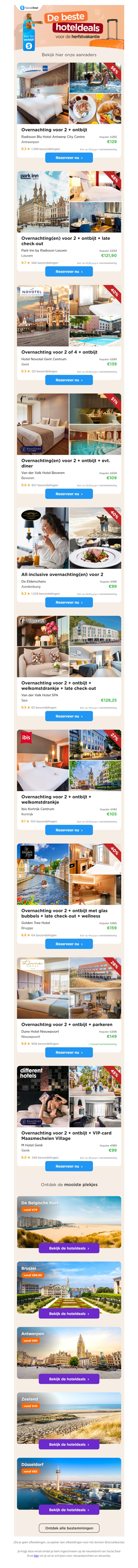 🏨 Boek nu een sfeervolle overnachting met 50% korting. Haal alles uit de herfstvakantie! 🍁