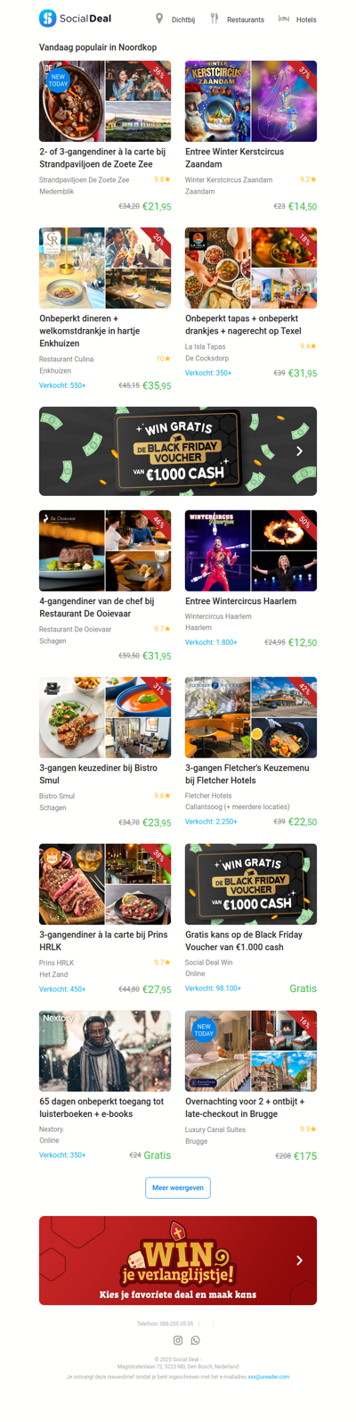 2- of 3-gangendiner à la carte bij Strandpaviljoen de Zoete Zee | Entree Winter Kerstcircus Zaandam